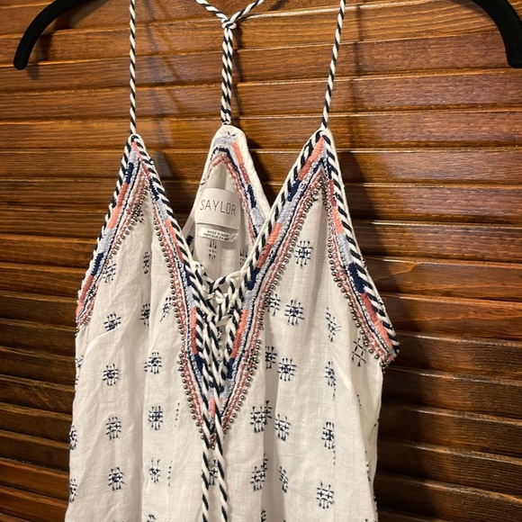 Saylor Embroidered White Beaded Tassel Tank Top - Picture 5 of 8